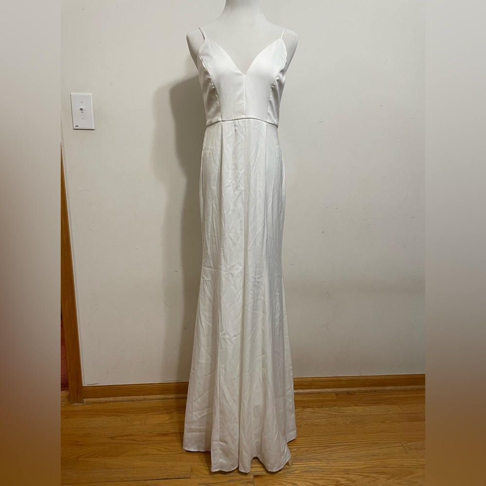 Lulus White Mermaid Chic Maxi Gown Wedding Dress Size Small